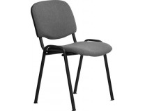 Konferenčná stolička, čalúnená, čierna kovová konštrukcia, „Felicia”, čierna-sivá