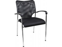 Konferenčná stolička, čalúnená, chrómová oceľová kostra, "Waltham", čierna