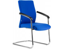 Konferenčná stolička, čalúnená, chrómová konštrukcia, "BOSTON/S", modrá