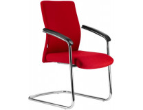 Konferenčná stolička, čalúnená, chrómová konštrukcia, "BOSTON/S", červená