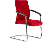 Konferenčná stolička, čalúnená, chrómová konštrukcia, "BOSTON/S", červená