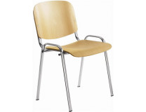 Konferenčná stolička, drevené sedadlo, chrómová kostra, "1120 LC"