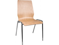 Konferenčná stolička, drevené sedadlo, chrómový podstavec, "1158 LC"