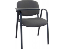 Konferenčná stolička, čierna kovová konštrukcia, so skladacím stolíkom, "Taurus", čierna-sivá