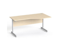 Písací stôl, zakrivený, pravý, so sivými kovovými nohami, 160x80cm, MAYAH "Freedom SV-29", javor