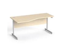 Písací stôl, zakrivený, ľavý, so sivými kovovými nohami, 160x80cm, MAYAH "Freedom SV-30", javor