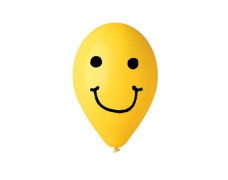 Balón, 30 cm, smiley, žltý