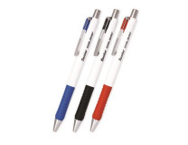 Guľôčkové pero, 0,4 mm, stláčací mechanizmus, rôzne farby tela, FLEXOFFICE "Senior", modré