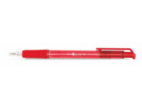 Guľôčkové pero, 0,4 mm, stláčací mechanizmus, FLEXOFFICE "EasyGrip", červené