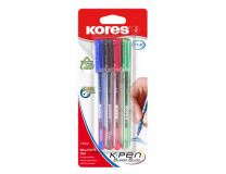 Guľôčkové pero, 1,0 mm, s vrchnákom, trojhranný tvar, KORES "K1-M", mix farieb