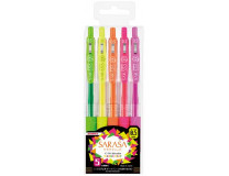 Gélové pero, sada, 0,33 mm, stláčací mechanizmus, ZEBRA "Sarasa Clip Neon", 5 neónových farieb