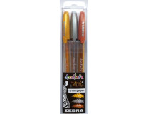 Gélové pero, 0,33 mm, s vrchnákom, ZEBRA "Doodler`z Glitter", 3 rôzne farby
