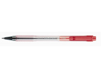 Guľôčkové pero, 0,27 mm, stláčací mechanizmus, priehľadné telo, PILOT "BP-S Matic", červené