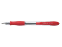 Guľôčkové pero, 0,22 mm, stláčací mechanizmus, PILOT "Super Grip", červená