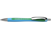 Guľôčkové pero, 0,7 mm, stláčací mechanizmus, SCHNEIDER "Slider Rave", zelené