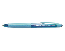 Guľôčkové pero, 0,35 mm, stláčací mechanizmus, modré telo, STABILO "Performer+", modré