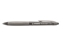 Guľôčkové pero, 0,35 mm, stláčací mechanizmus, sivé telo, STABILO "Performer+", čierne