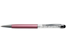 Guľôčkové pero, dotykové, s bielymi krištáľmi SWAROVSKI,  14 cm, ART CRYSTELLA, svetlofialová