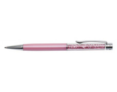 Guľôčkové pero, s ružovými krištáľmi SWAROVSKI®, 14 cm, ART CRYSTELLA, ružová