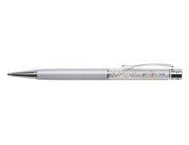 Guľôčkové pero, s bielym krištáľom v hornej časti, "Crystals from SWAROVSKI®" krémovo biela, ART CRYSTELLA