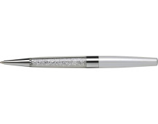 Guľôčkové pero, Crystals from SWAROVSKI®, krémovo biele, s bielymi krištáľmi v dolnej časti, 13,5cm, ART CRYSTELLA