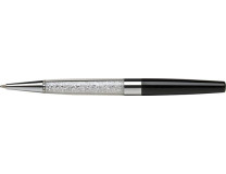 Guľôčkové pero, Crystals from SWAROVSKI® ,čierne, s bielymi krištáľmi v dolnej časti, 13,5cm, ART CRYSTELLA