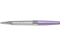 Guľôčkové pero, Crystals from SWAROVSKI®, svetlofialové, s bielymi krištáľmi v dolnej časti, 14 cm, ART CRYSTELLA