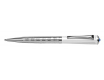 Guľôčkové pero, Crystals from SWAROVSKI®, biele-strieborné, ART CRYSTELLA, "Rialto", zafírovomodrý krištáľ