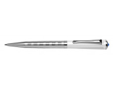 Guľôčkové pero, Crystals from SWAROVSKI®, biele-strieborné, ART CRYSTELLA, "Rialto", zafírovomodrý krištáľ