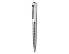 Guľóčkové pero, bielo - strieborná, "Rialto" , light tyrkysovými SWAROVSKI® kryštálmi, 14 cm, ART CRYSTELLA®