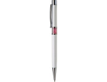 Guľôčkové pero, Crystals from SWAROVSKI®, biele, s ružovými krištáľmi v strede tela, 14cm