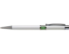 Guľôčkové pero, Crystals from SWAROVSKI®, biele, s peridot zelenými krištáľmi v strede tela, 14cm