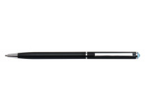 Guľôčkové pero, s modrým krištáľom SWAROVSKI®, 13 cm, ART CRYSTELLA, čierne