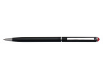 Guľôčkové pero, s light siam červeným krištáľom SWAROVSKI®,  13 cm, ART CRYSTELLA, čierna