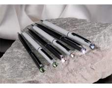Guľôčkové pero, Crystals from SWAROVSKI®, s peridot zeleným krištáľom, 13 cm, ART CRYSTELLA, biela