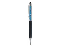 Guľôčkové pero, s SWAROVSKI® krištáľom, čierna, ART CRYSTELLA "Touch", aqua modrý krištáľ