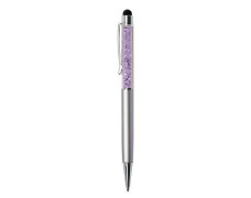 Guľôčkové pero, s pravým SWAROVSKI® krištáľom, strieborná, ART CRYSTELLA "Touch", fialový krištáľ
