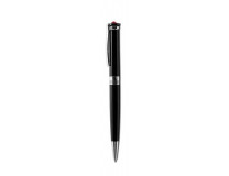 Guľôčkové pero, čierna, "Rimini", s light siam červeným krištáľom SWAROVSKI®, 14 cm, ART CRYSTELLA®