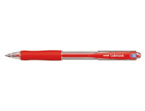 Guľôčkové pero, 0,3 mm, stláčací mechanizmus, UNI "SN-100 Laknock", červená