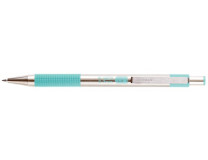 Guľôčkové pero, 0,24 mm, stláčací mechanizmus, nerezová oceľ, farba tela: pastelová zelená, ZEBRA "F-301", modré