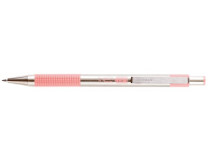 Guľôčkové pero, 0,24 mm, stláčací mechanizmus, nerezová oceľ, farba tela: pastelová ružová, ZEBRA "F-301", modré