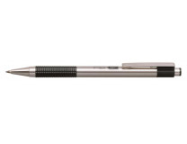 Guľôčkové pero, 0,24 mm, stláčací mechanizmus, nehrdzavejúca oceľ, čierna farba tela, ZEBRA "F-301", modrá