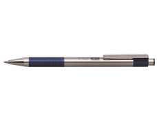 Guľôčkové pero, 0,24 mm, stláčací mechanizmus, nehrdzavejúca oceľ, modrá farba tela, ZEBRA "F-301", modrá