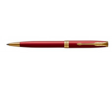 Guľôčkové pero, 1 mm, rotačné, červené telo, zlatý klip, PARKER "Royal Sonnet", modrá