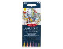 Liner, sada, 0,3 mm, DERWENT "Line Marker", 6 rôznych farieb