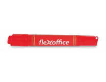 Permanentný popisovač, 0,8/6,0 mm, kužeľový/zrezaný, obojstranný, FLEXOFFICE "PM04", červený