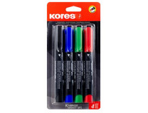 Permanentný popisovač, sada, 3 mm, kužeľový hrot, KORES "Eco K-Marker", 4 rôzne farby