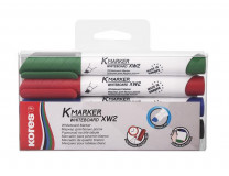 Popisovač na biele a flipchartové tabule, sada, 1-3 mm, zrezaný hrot, KORES "K-Marker", 4 rôznych farieb