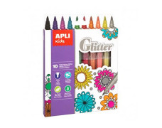 Fixky, sada, 3,8  mm, trblietavé, APLI Kids "Markers Glitter", 10 rôznych farieb
