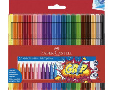 Fixky, sada, trojhranný tvar, FABER-CASTELL "Grip", 20 rôznych farieb